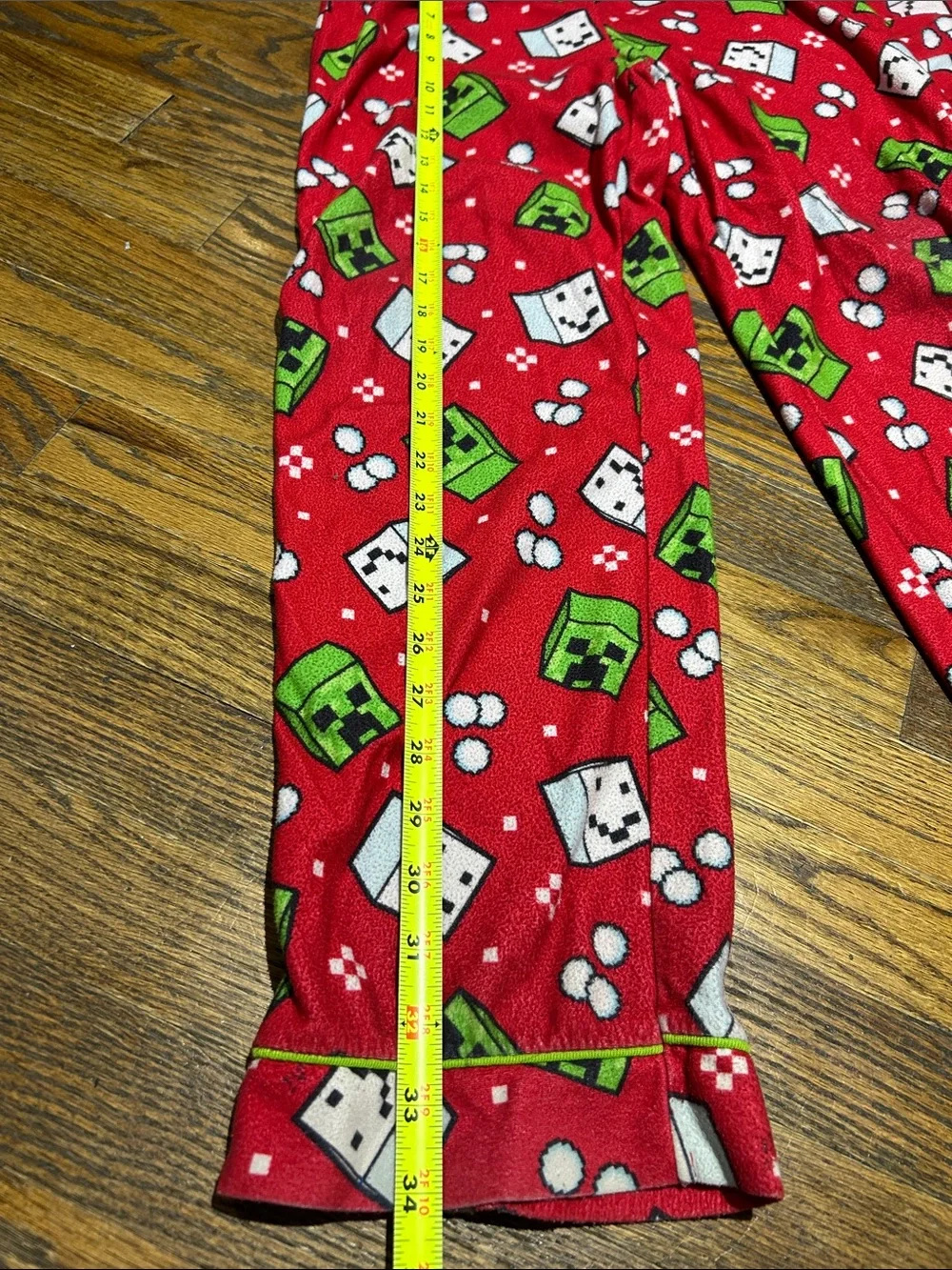 Large Red Kids Pajama Set with Green & White Game Character Print